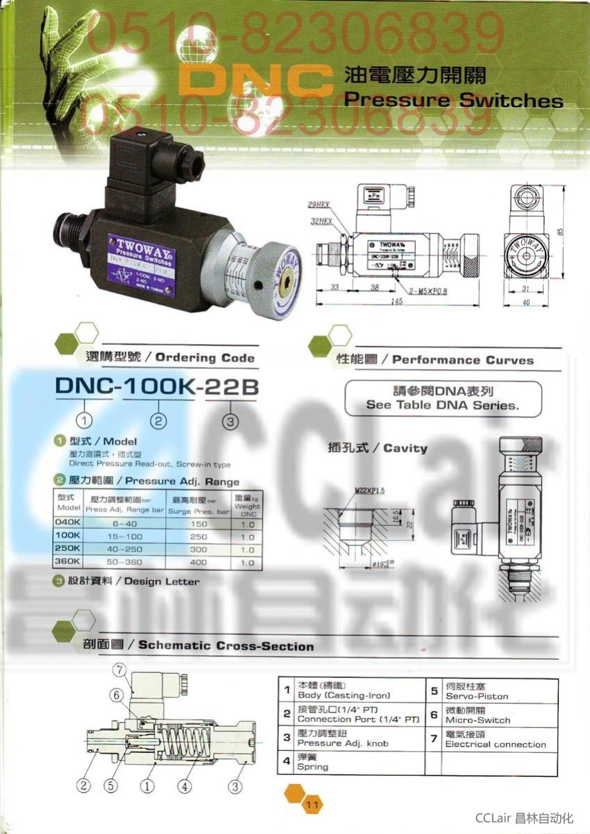  DNC-040K-06I  DNC-100K-06I  TWOWAY 油电压力开关
