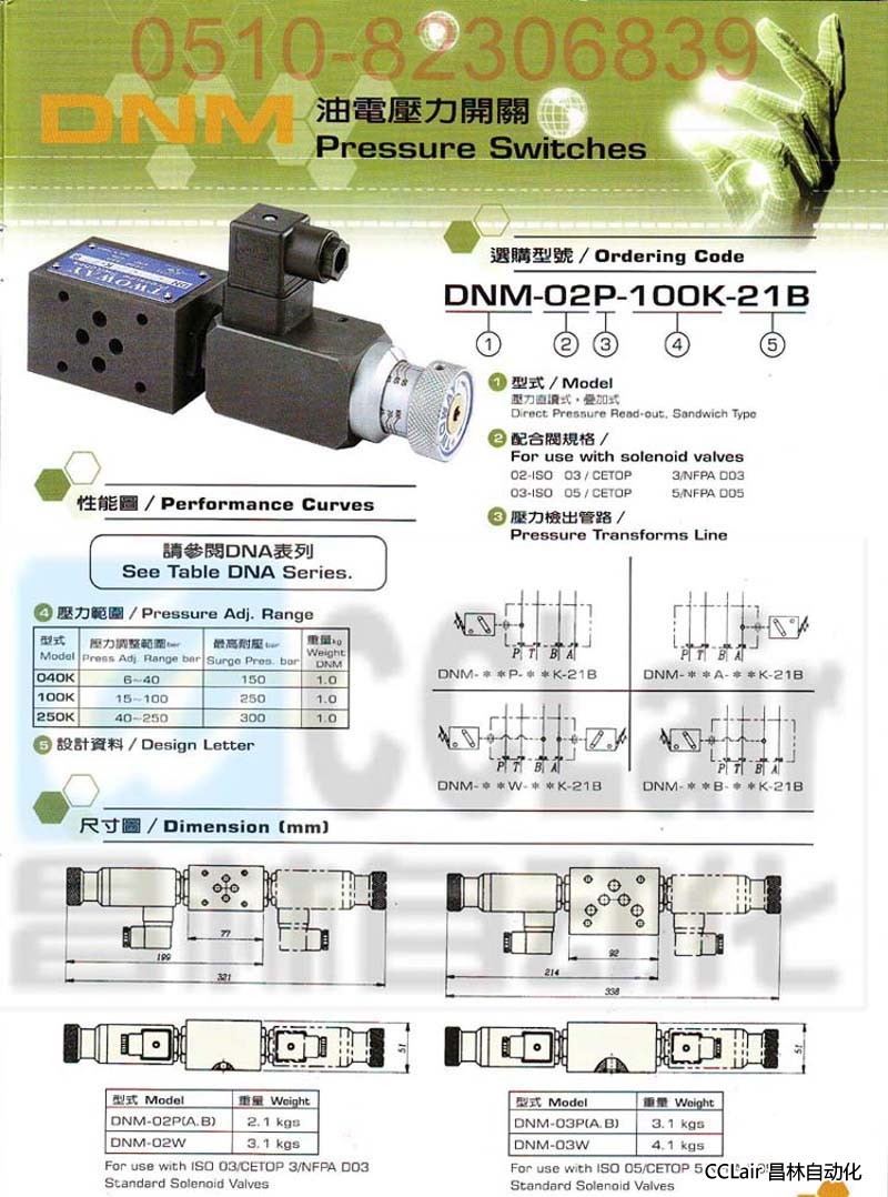 TWOWAY 油电压力开关 DNM-02A-100K-21B  DNM-03P-100K-21B  DNM-02A-250K-06i