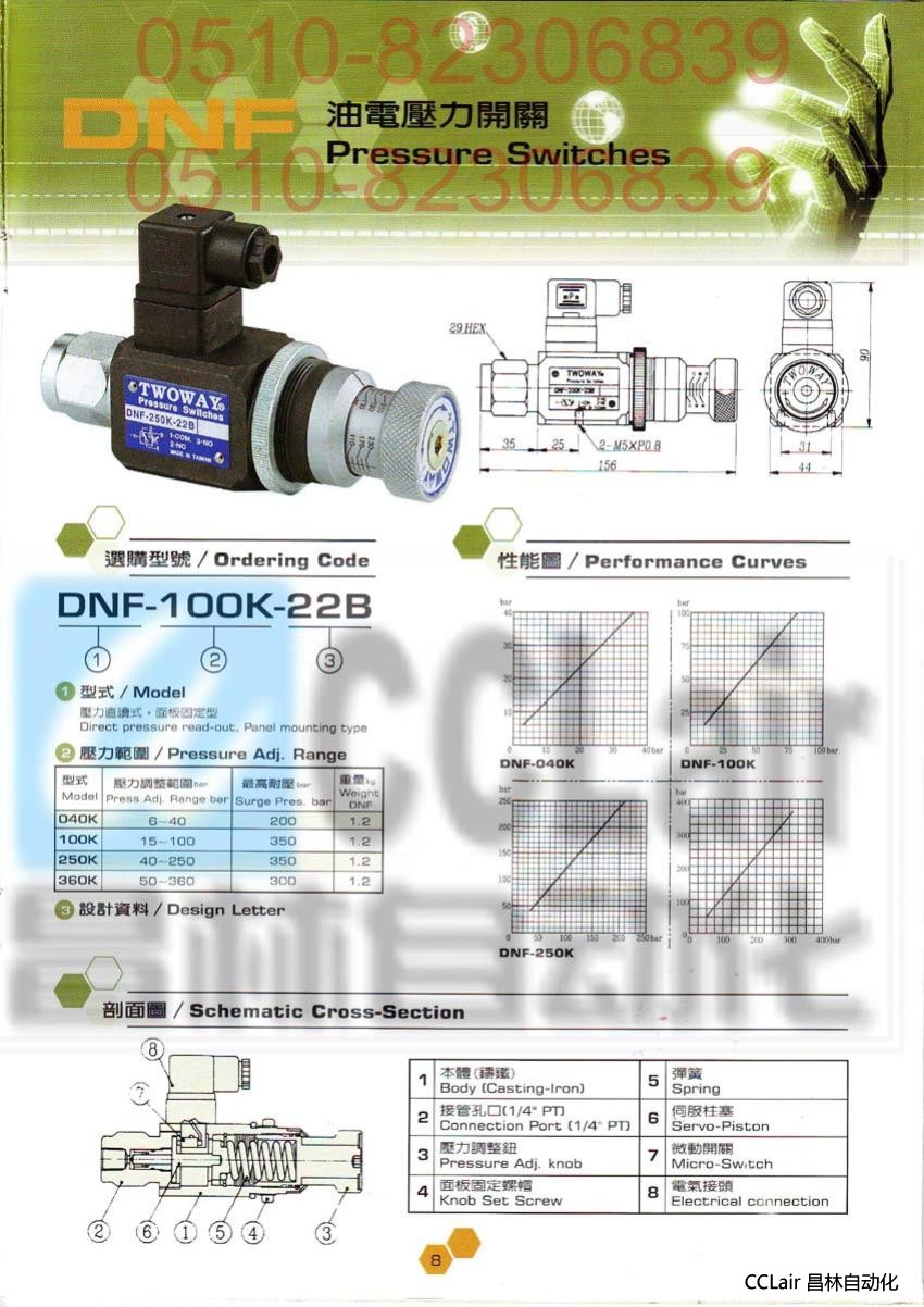 TWOWAY 油电压力开关  DNF-250K-22B  DNF-360K-22B 